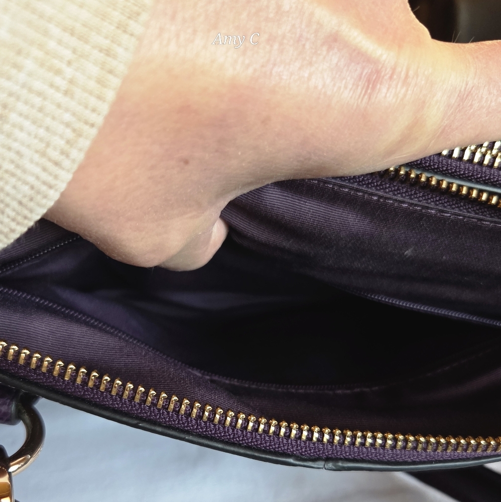 Coach Dark Purple Leather Shoulder Bag - Picture 4 of 12